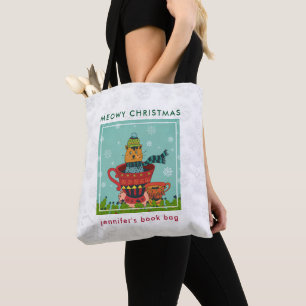 Whimsical Cat sitzt in einer Teetasse Weihnachten
