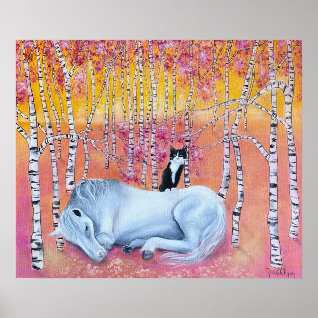 Whimsical Cat und Pferd  Poster (Vorne)