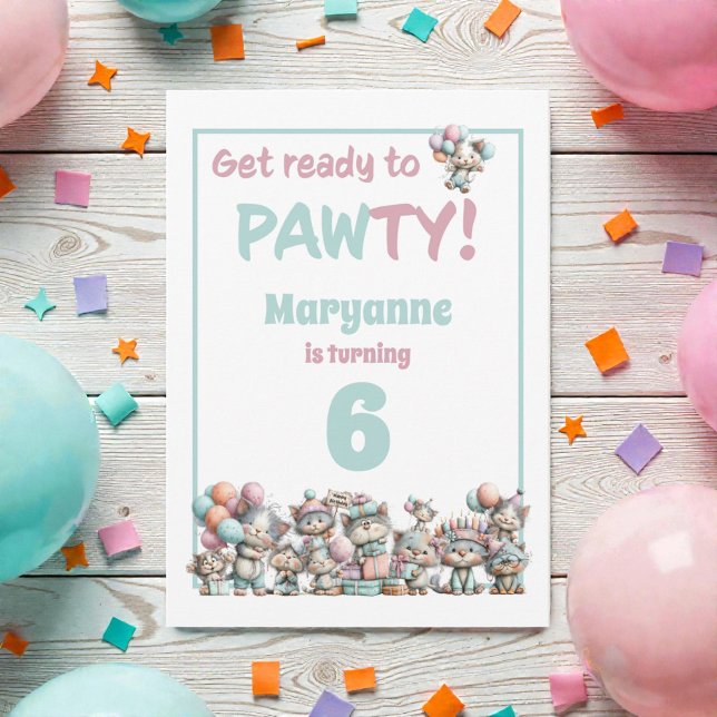 Whimsical Cat Watercolor Birthday Invitation Einladung (Von Creator hochgeladen)