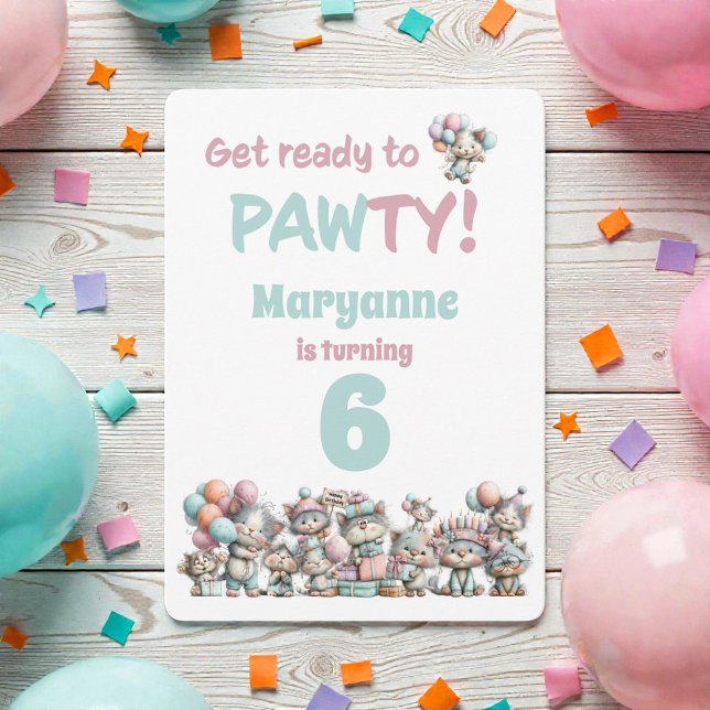 Whimsical Cat Watercolor Birthday Invitation Einladung (Von Creator hochgeladen)