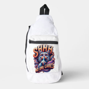 Whimsical Cat Whispers Shhhh Niemand Cares Crossbody Bag