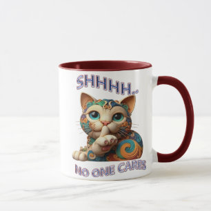 Whimsical Cat Whispers Shhhh Niemand Cares Tasse