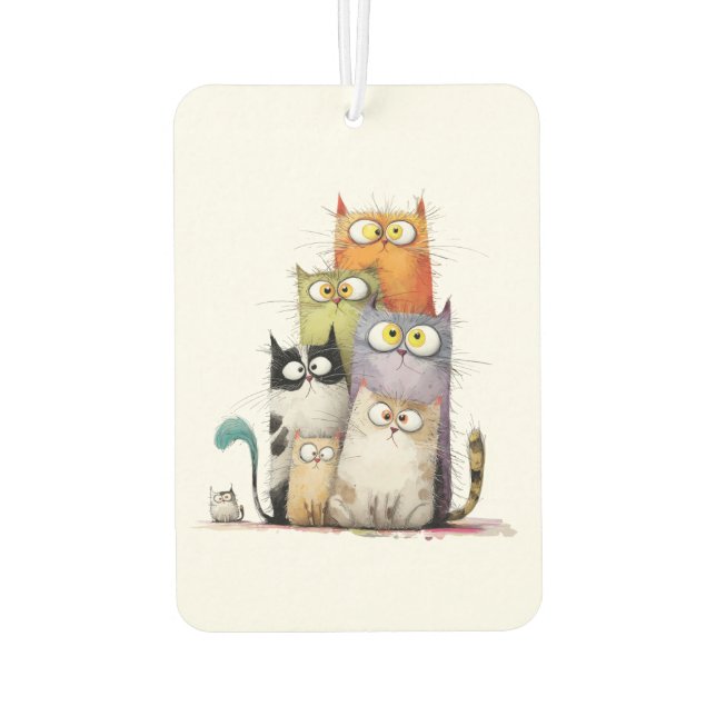 Whimsical Cats with Big Eyes Air Freshener Autolufterfrischer (Rückseite)