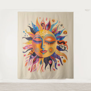 Whimsical Celestial Sun Wandteppich
