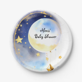 Whimsical Celestial Watercolor Babydusche Pappteller