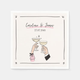 Whimsical Champagne Toast Wedding Napkins Serviette