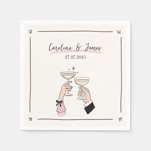 Whimsical Champagne Toast Wedding Napkins Serviette (Vorderseite)