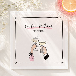 Whimsical Champagne Toast Wedding Napkins Serviette
