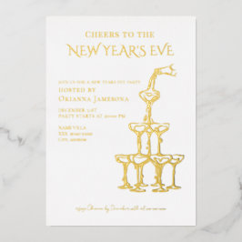Whimsical Champagner Silvesterparty  Folieneinladung