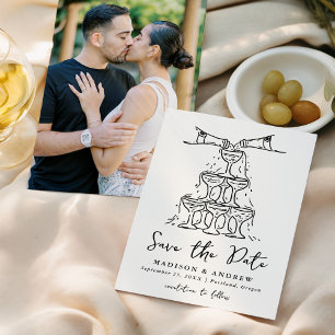 Whimsical Champagner Tower Cream Foto Hochzeit Save The Date