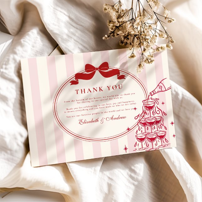 Whimsical Champagner Tower Doodle Wedding Dankeskarte (Von Creator hochgeladen)