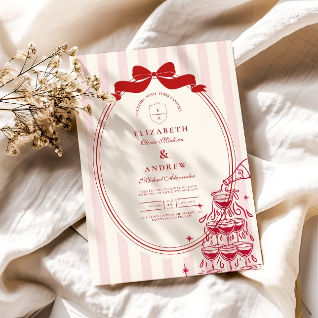 Whimsical Champagner Tower Doodle Wedding Einladung (Von Creator hochgeladen)