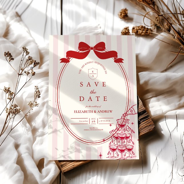 Whimsical Champagner Tower Doodle Wedding Save The Date (Von Creator hochgeladen)