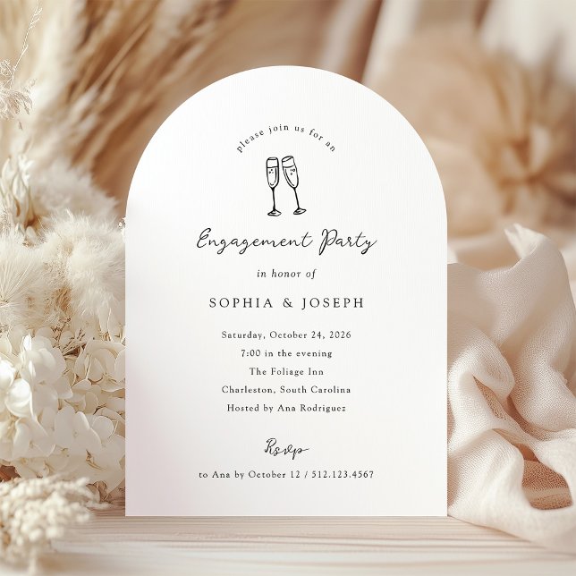 Whimsical Champagnerbrille | Verlobungsparty Einladung (Von Creator hochgeladen)