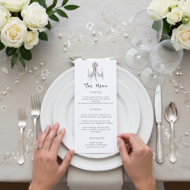 Whimsical Chandelier Dessert Cake Wedding Menu Menükarte (Von Creator hochgeladen)