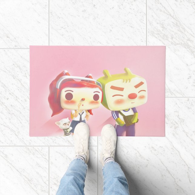 Whimsical Characters with Cat Fußmatte (Indoor)