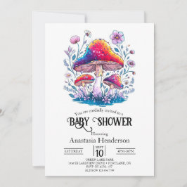 Whimsical Charming Mushroom Baby Dusche Einladung