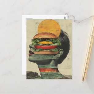 Whimsical Cheeseburger Fantasy Portrait Design Postkarte