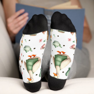 Whimsical Chef Geese Design, Cute Farm goose Socken