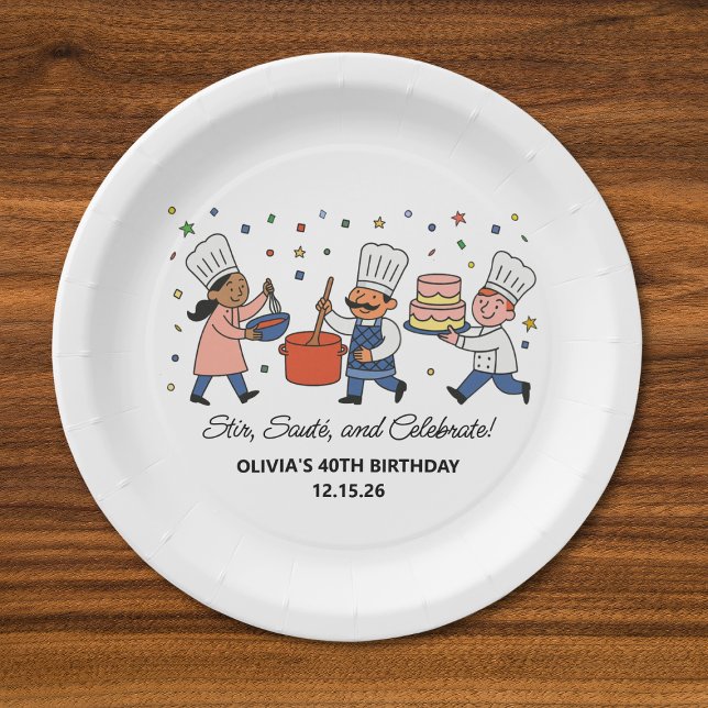 Whimsical Chef Kochkurs Geburtstagsfeier Pappteller (Von Creator hochgeladen)