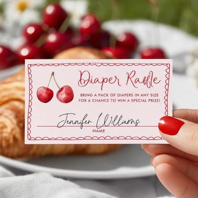 Whimsical Cherry Babydusche Windelwindeln Begleitkarte (Von Creator hochgeladen)