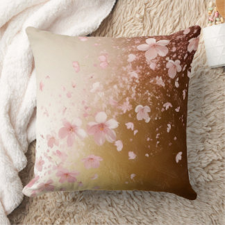 Whimsical Cherry Blossom Blizzard auf Golden Kissen