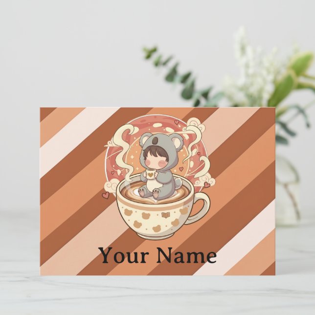 Whimsical Chibi Koala Adventure Greetin Feiertagskarte (Stehend Vorderseite)