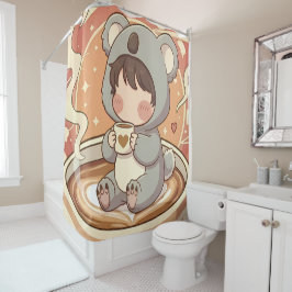 Whimsical Chibi Koala Adventure Shower Curtain Duschvorhang