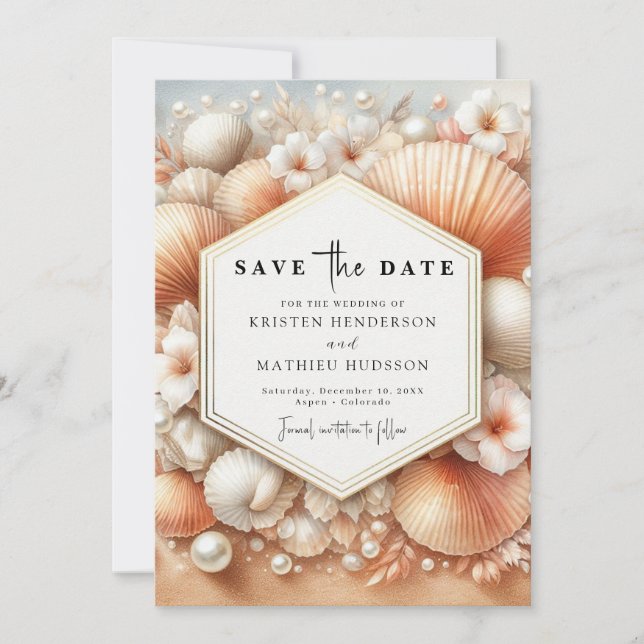 Whimsical Chic Beach Hochzeit Save The Date (Vorderseite)
