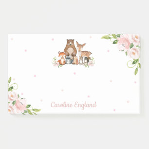 Whimsical Chic Blush Floral Woodland Tiere Post-it Klebezettel