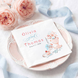 Whimsical Chic Elegante Hochzeit Handgezeichnet Serviette