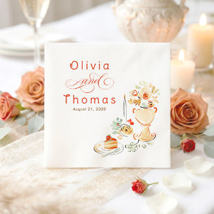 Whimsical Chic Elegante Hochzeit im Herbst gezeich Serviette