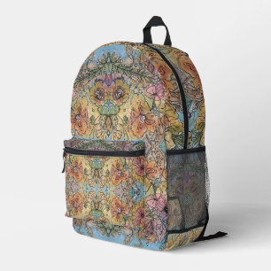 Whimsical Chic Flower Garden Aquarellmalerei Bedruckter Rucksack