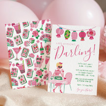Whimsical Chic Rosa & Grün Mahjong-Party