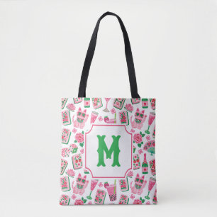 Whimsical Chic Rosa & Grün Mahjong Party Monogramm