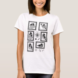 Whimsical Chickadee-Briefmarkenkunst Frauen-T-Shir T-Shirt