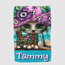 Whimsical Chihuahua Dog Palmen Personalisiert Golfhandtuch