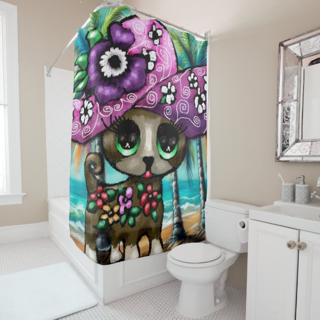 Whimsical Chihuahua Hund auf Ferienhausbaume Duschvorhang (Beispiel)