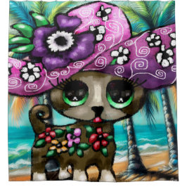 Whimsical Chihuahua Hund auf Ferienhausbaume Duschvorhang