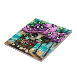 Whimsical Chihuahua Hund auf Ferienhausbaume Fliese