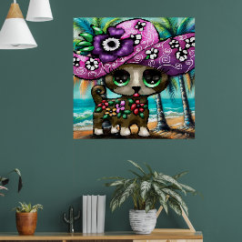 Whimsical Chihuahua Hund auf Ferienhausbaume Poster