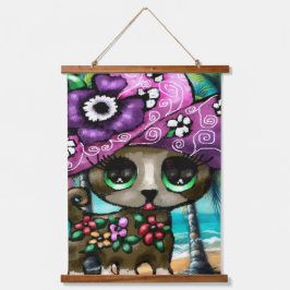 Whimsical Chihuahua Hund auf Ferienhausbaume Wandteppich Mit Holzrahmen