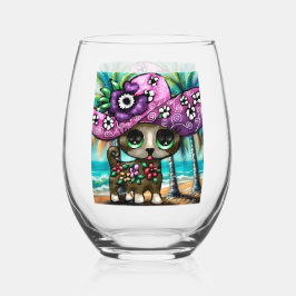 Whimsical Chihuahua Hund auf Ferienhausbaume Weinglas Ohne Stiel