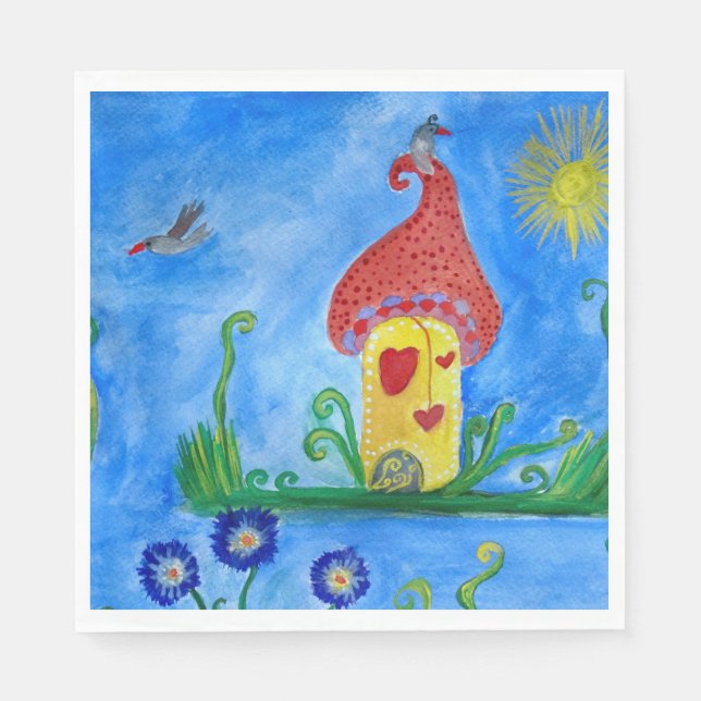 Whimsical Child Illustration Paper Napkins Serviette (Vorderseite)
