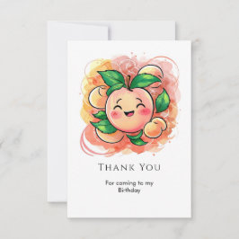 Whimsical Children's Peach Birthday Dankeskarte