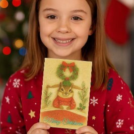 Whimsical  Chipmunk Christmas Greeting Card Feiertagskarte