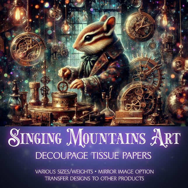 Whimsical Chipmunk Uhrwerk Steampunk Dekoupage Seidenpapier (Von Creator hochgeladen)