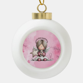 Whimsical Christmas Angel Keramik Kugel-Ornament