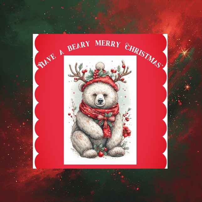 Whimsical Christmas Bear Quote Playful Quirky Cute Aufkleber (Whimsical Christmas Bear Quote Playful Quirky Cute Sticker)