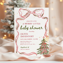 Whimsical Christmas Bow Merry Little Baby Shower Einladung